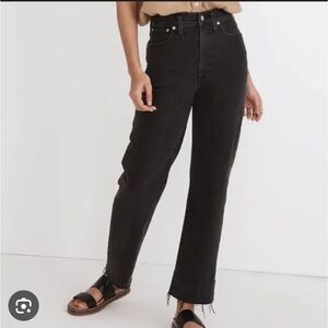 Madewell perfect vintage straight Jean frayed 29 grey faded black gray